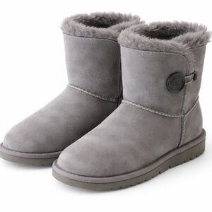 UGG Grey Suede Shearling Boots | Bailey Button Style | US 5
